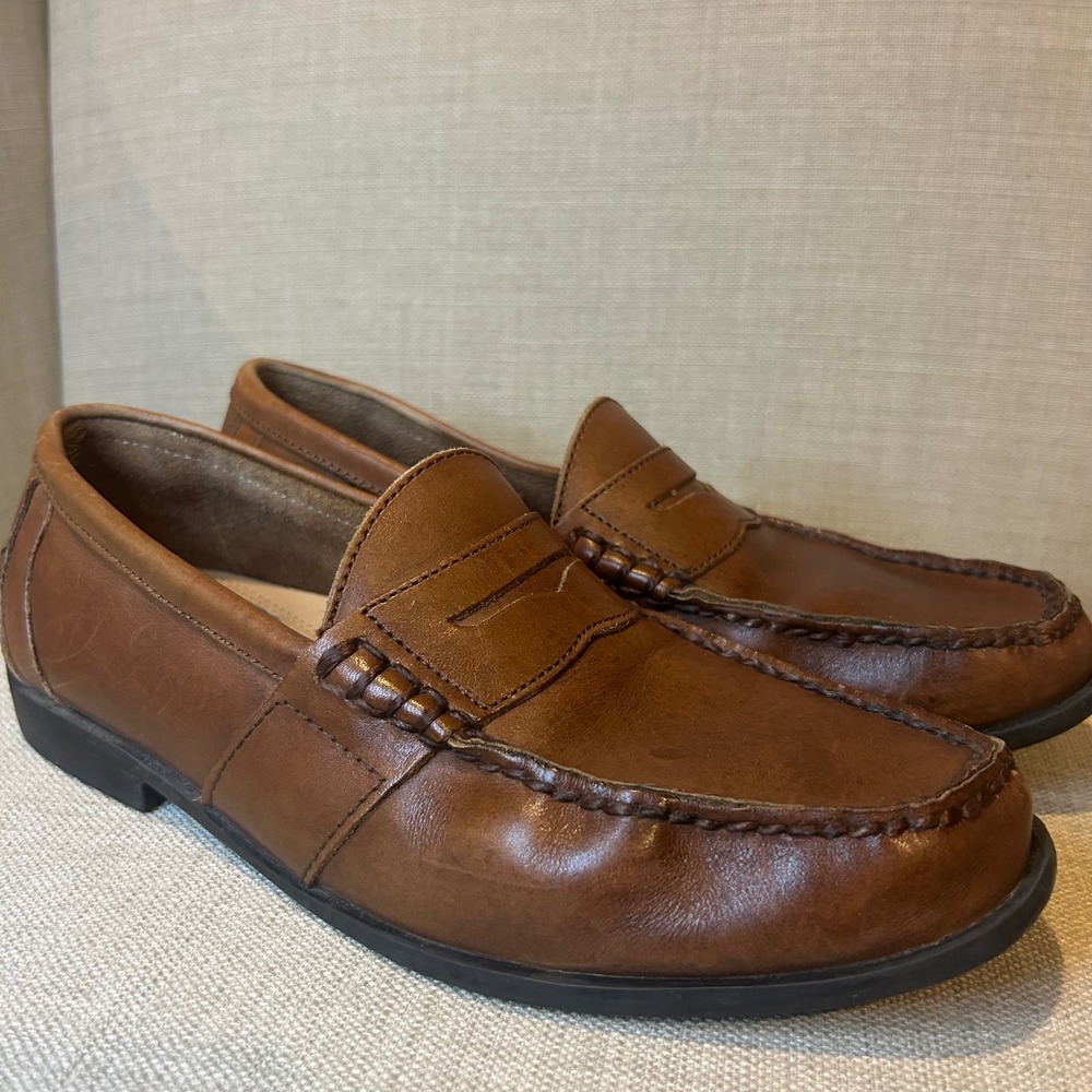 Nunn Bush Mens Cognac Brown Leather Penny Loafers Comfort Gel 84547-257 8.5M
